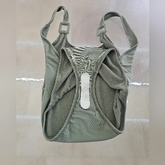 Aerie One-Piece Cheekiest Swim Olive Green Textured Luxe Minimalist Swimsuit - Picture 11 of 11